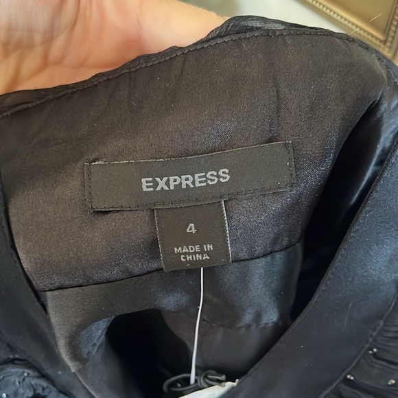 Brand New Express Silk Black V-Neck Swarovski Crystal Jeweled Party Top Dressy - Picture 15 of 16